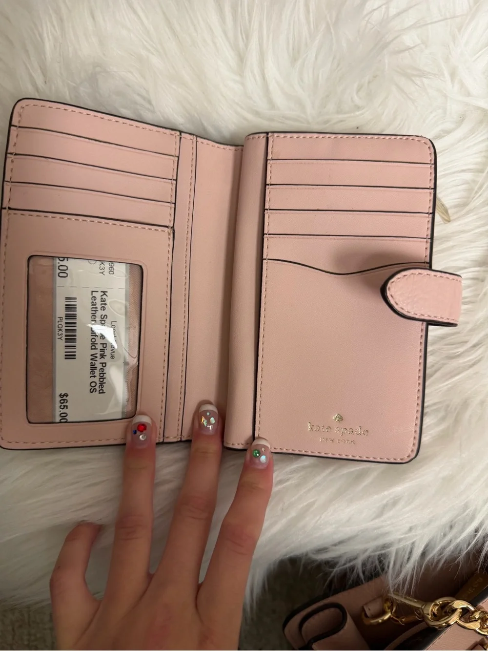 Kate Spade Pink Pebbled Leather Bifold Wallet OS